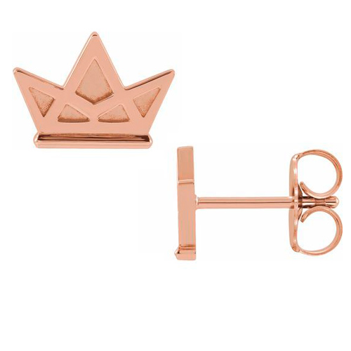14k Rose Gold Mini Crown Earrings