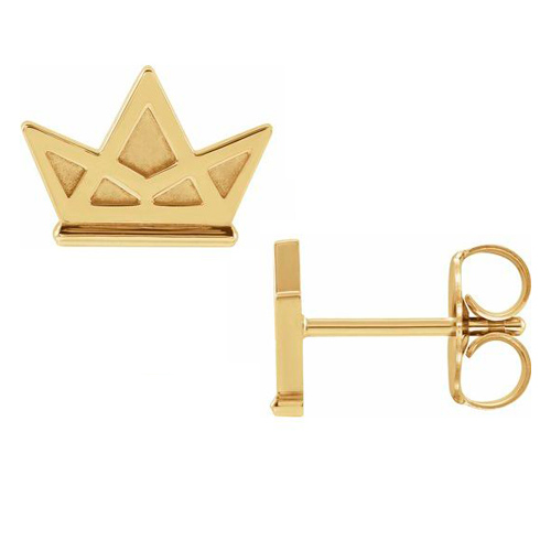 14k Yellow Gold Mini Crown Earrings