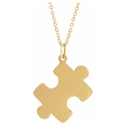 14k Yellow Gold Small Puzzle Piece Necklace