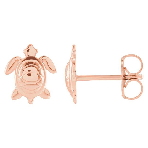 14k Rose Gold Small Turtle Earrings