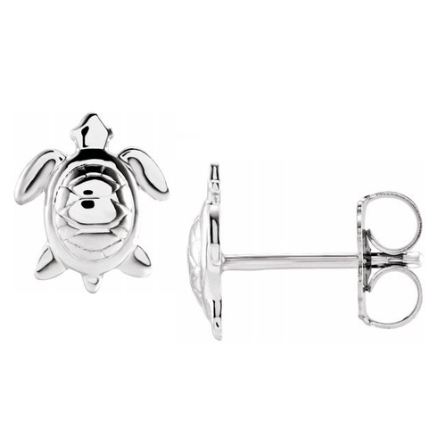 14k White Gold Small Turtle Earrings