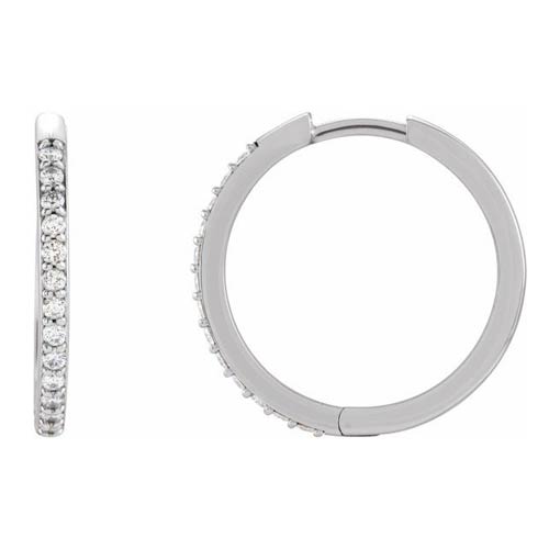 14k White Gold 1/5 ct tw Diamond Huggie Earrings