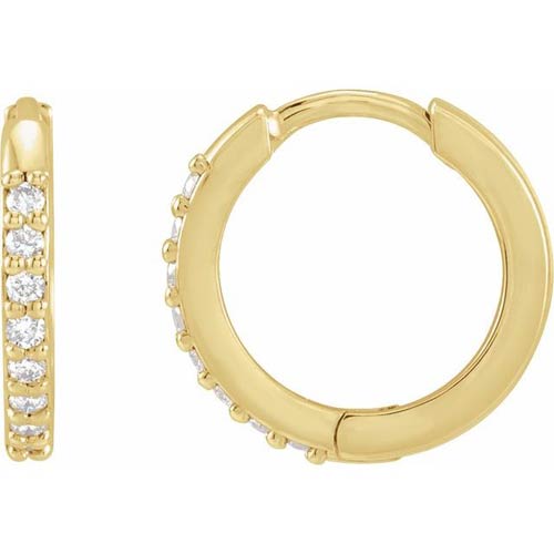 14k Yellow Gold 1/8 ct tw Diamond Huggie Earrings