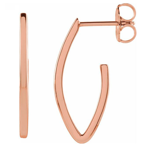 14k Rose Gold Open Teardrop Hoop Earrings 3/4in
