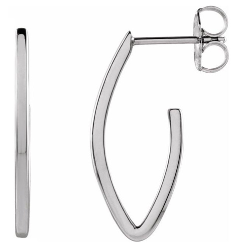 14k White Gold Open Teardrop Hoop Earrings 3/4in