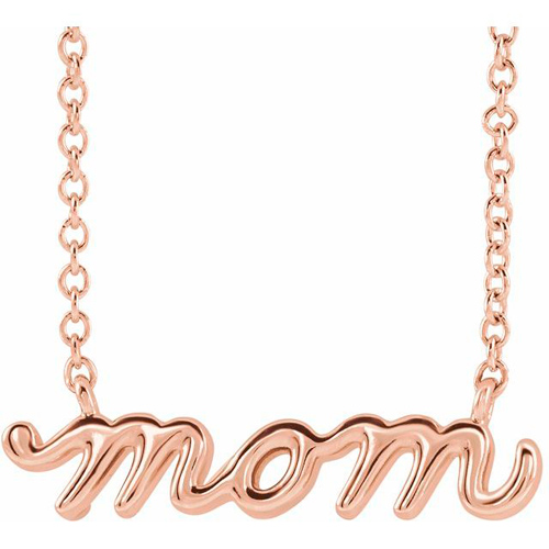 14k Rose Gold Petite Mom Necklace