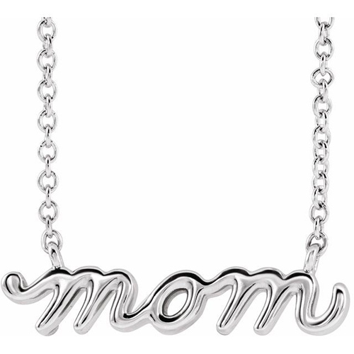 Sterling Silver Petite Mom Necklace