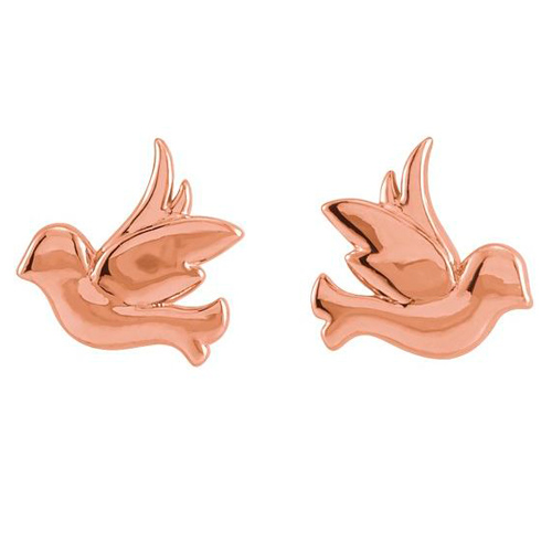 14k Rose Gold Tiny Bird Stud Earrings