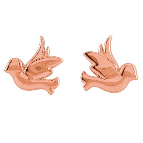 14k Rose Gold Tiny Bird Stud Earrings