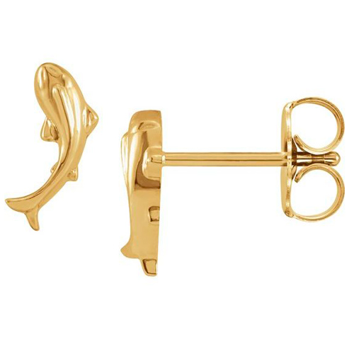 14K Yellow Tiny Koi Fish Earrings