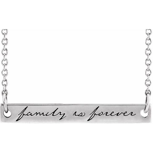 14k White Gold Family is Forever Bar Necklace