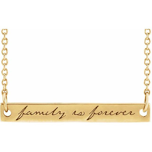 14k Yellow Gold Family is Forever Bar Necklace