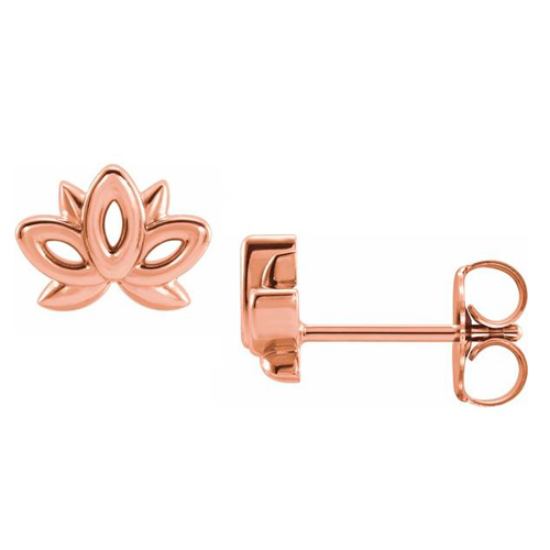 14k Rose Gold Lotus Flower Earrings