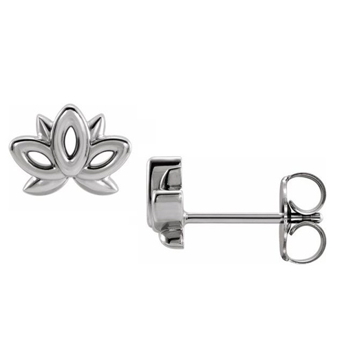 14k White Gold Lotus Flower Earrings