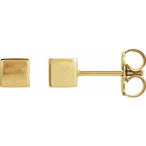14k Yellow Gold Cube Earrings