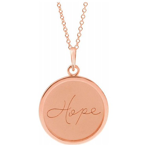 14k Rose Gold Hope Disc Necklace