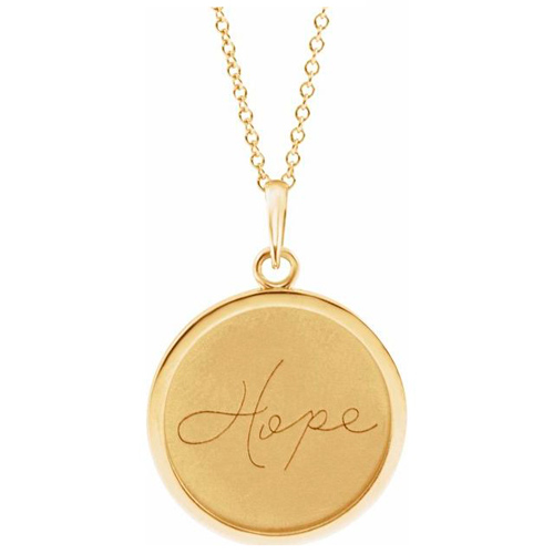 14k Yellow Gold Hope Disc Necklace