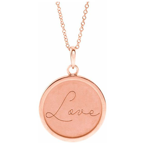 14k Rose Gold Love Disc Necklace