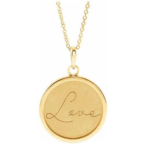 14k Yellow Gold Love Disc Necklace