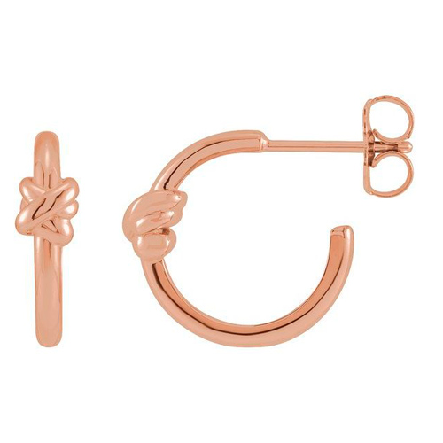 14k Rose Gold Knot Hoop Earrings 5/8in