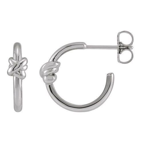 14k White Gold Knot Hoop Earrings 5/8in JJ87462W Joy Jewelers