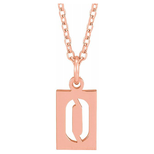 14k Rose Gold Pierced Number 0 Necklace