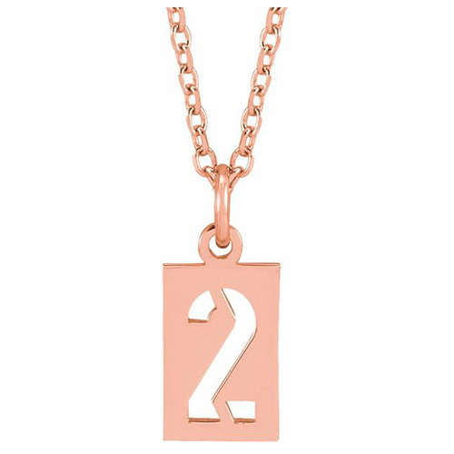 14k Rose Gold Pierced Number 2 Necklace