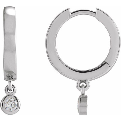 14k White Gold 1/5 ct tw Diamond Hoop Dangle Earrings