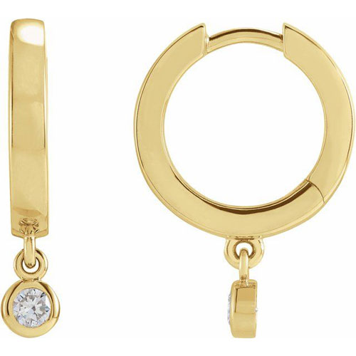 14k Yellow Gold 1/5 ct tw Diamond Hoop Dangle Earrings