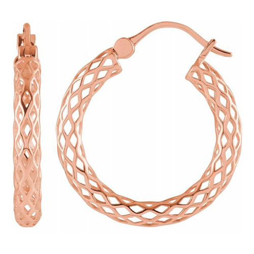 14k Rose Gold Pierced Tube Hoop Earrings 7/8in