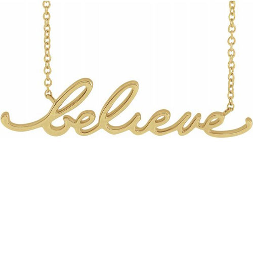 14k Yellow Gold Believe Necklace