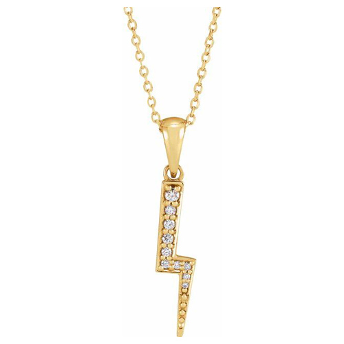 14k Yellow Gold 1/10 ct tw Diamond Lightning Bolt Necklace