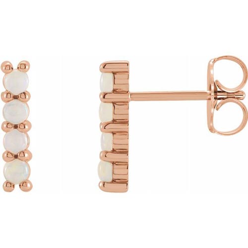 14k Rose Gold Ethiopian Opal Bar Earrings