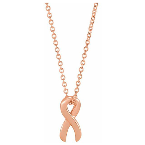 14k Rose Gold Petite Survivor Ribbon Necklace