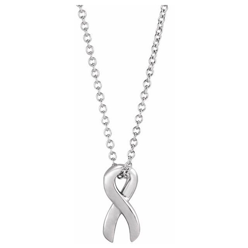 14k White Gold Petite Survivor Ribbon Necklace