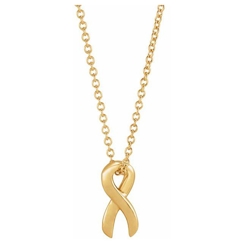 14k Yellow Gold Petite Survivor Ribbon Necklace