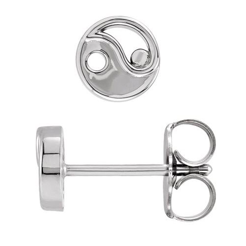 14k White Gold Yin and Yang Earrings