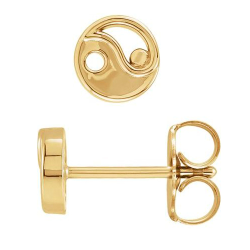 14k Yellow Gold Yin and Yang Earrings