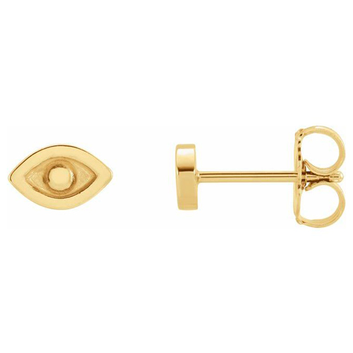 14k Yellow Gold Mini Evil Eye Earrings