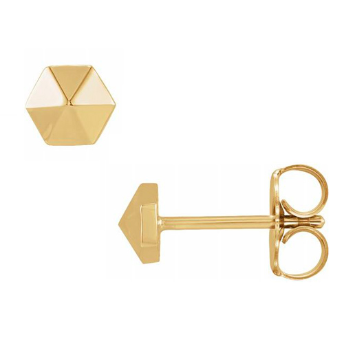 14k Yellow Gold Beveled Hexagon Earrings JJ87583Y | Joy Jewelers