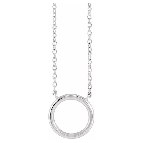 14k White Gold Mini Circle Necklace JJ87588W Joy Jewelers