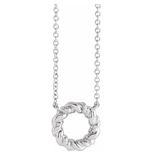 14k White Gold Small Rope Circle Necklace