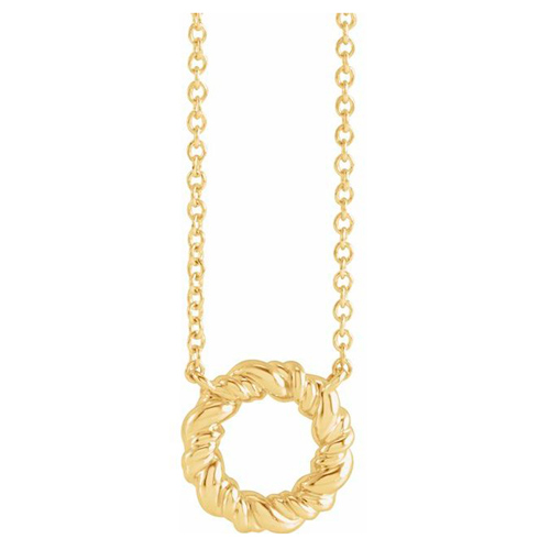 14k Yellow Gold Small Rope Circle Necklace