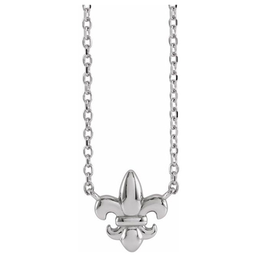 14k White Gold Petite Fleur-de-lis Necklace