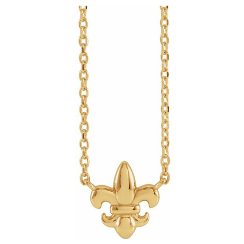 14k Yellow Gold Petite Fleur-de-lis Necklace