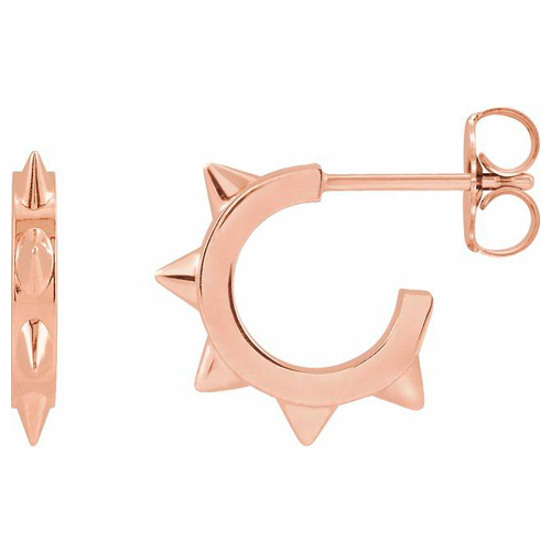 14k Rose Gold Spike Hoop Earrings