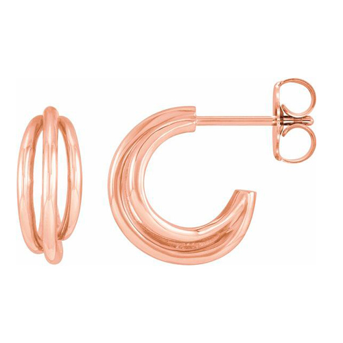 14k Rose Gold Multi-Layer Hoop Earrings 1/2in