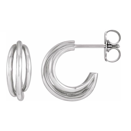 14k White Gold Multi-Layer Hoop Earrings 1/2in