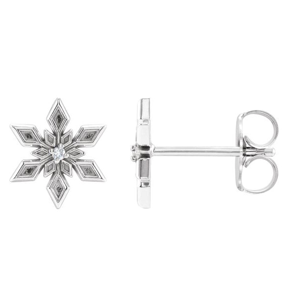 14k White Gold .007 ct tw Diamond Snowflake Earrings