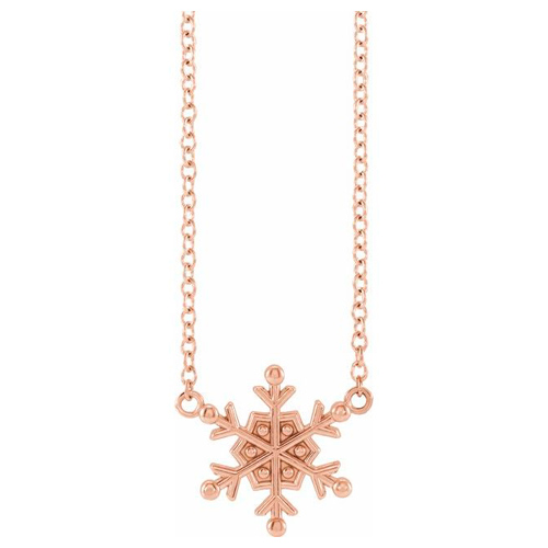 14k Rose Gold Small Snowflake Necklace